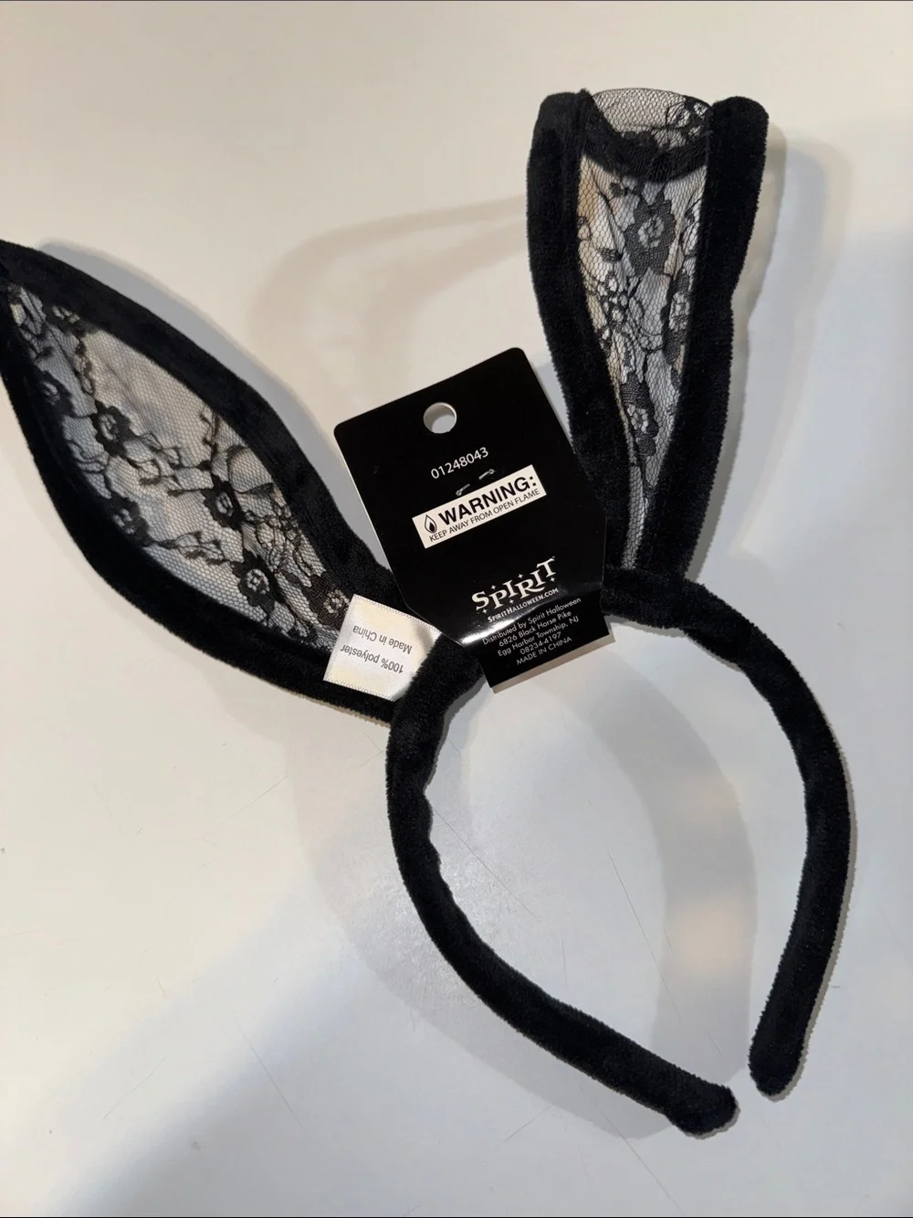 Spirit Black Lace‎ Bunny Ear Headband with Floral Lace